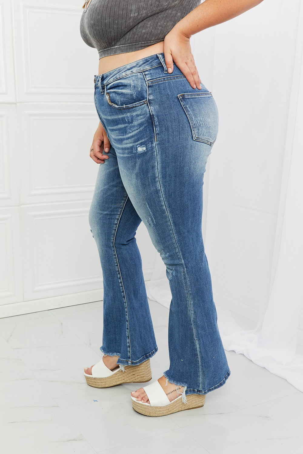 RISEN Full Size Iris High Waisted Flare Jeans